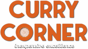 Curry Corner" branding with logo and tagline